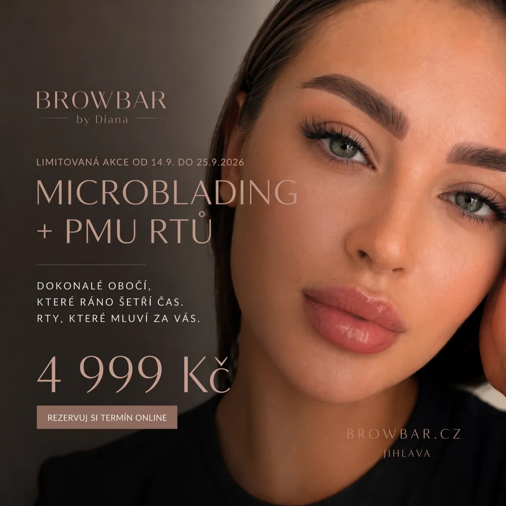 Limitovaná akce od 14. 9. do 25. 9. 2026: microblading + PMU rtů za 4 999 Kč. Rezervuj si termín online.